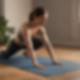 Person performing a static stretch on a yoga mat