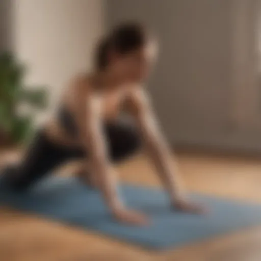 Person performing a static stretch on a yoga mat