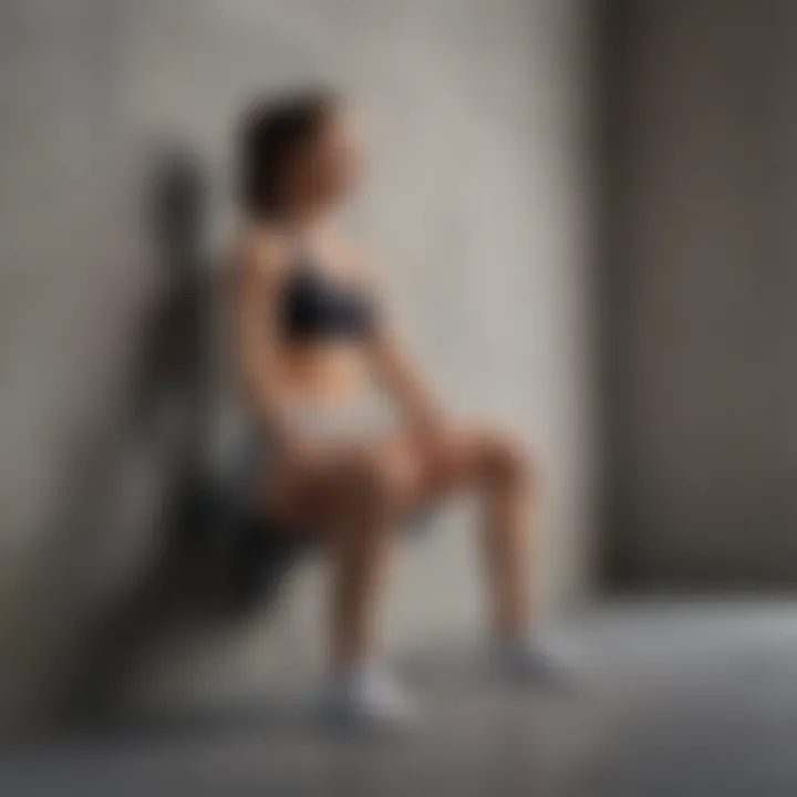 Demonstration of a wall sit exercise