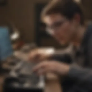 A student using a specialized keyboard for enhanced focus and efficiency.