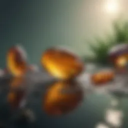 Illustration of fish oil capsules and omega-3 sources