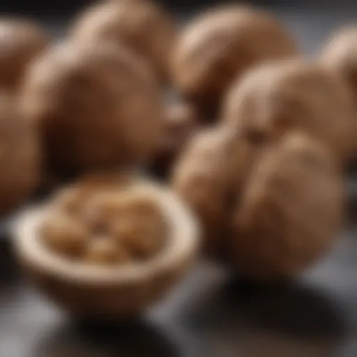 Close-up of walnuts in their shell