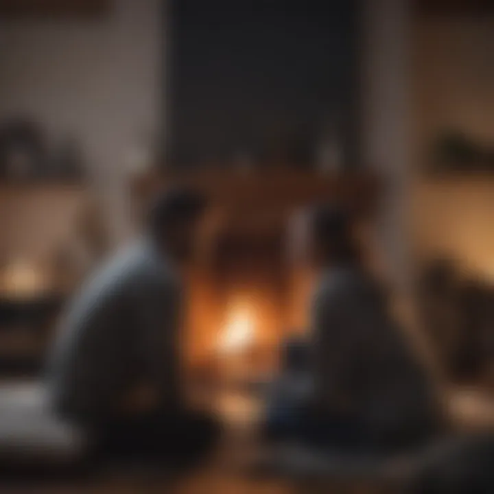 Couple sharing a cozy moment by the fireplace