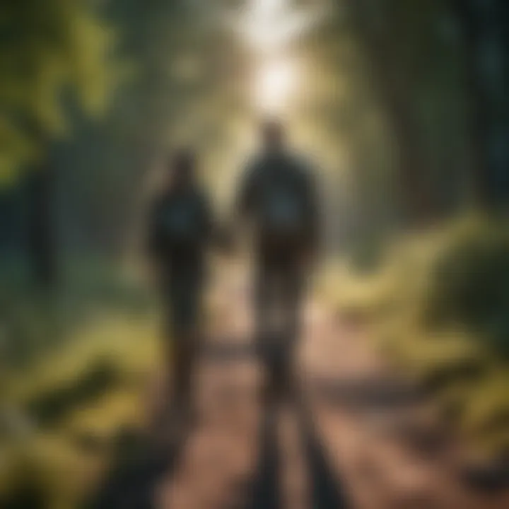 Couple walking hand in hand in nature