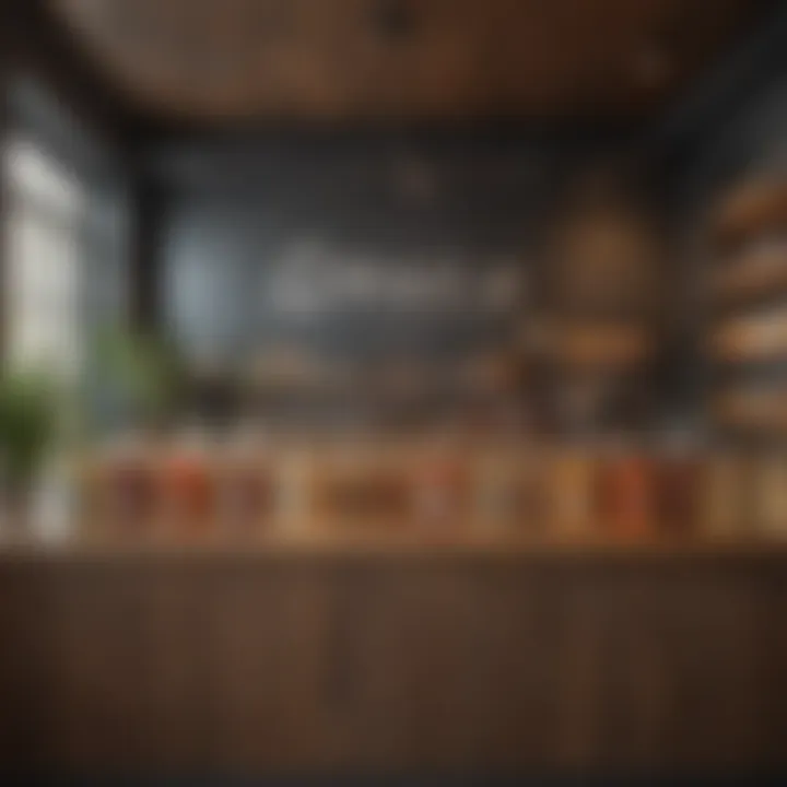 A stylishly designed kombucha bar, featuring various brands and flavors in an inviting setting