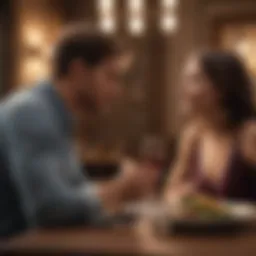 Couple gazing into each other's eyes during a romantic dinner