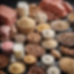 Diverse selection of protein sources including whey, casein, and plant-based options.