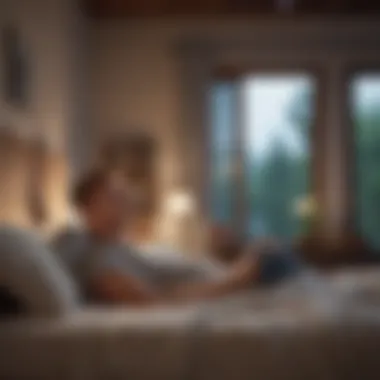 Person practicing mindfulness meditation in bed