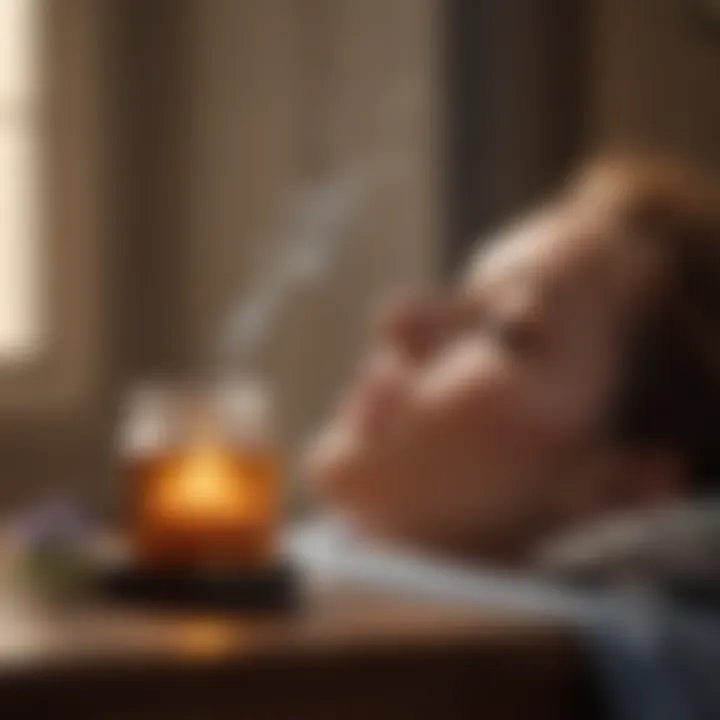 Woman enjoying aromatherapy before sleep