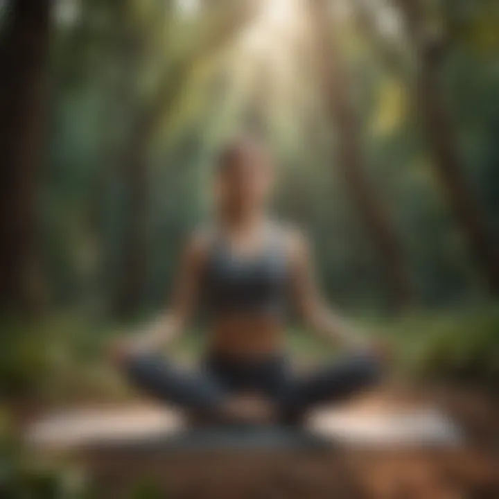 Woman performing yoga pose in serene nature