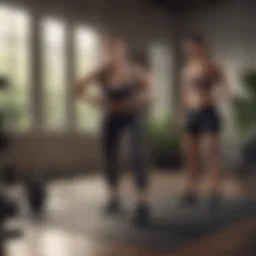 Fitness trainer guiding a beginner in workout