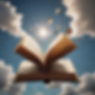 Journey Through Literature: Illustration of Open Book Pages Floating in the Sky