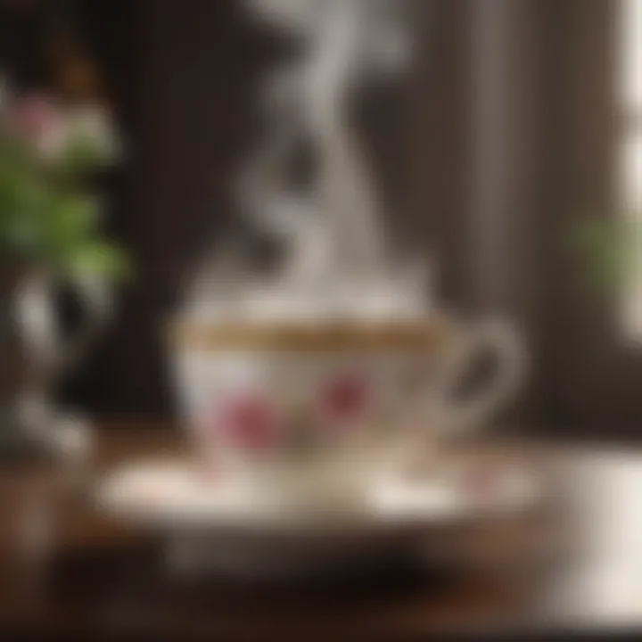 Floral Tea Cup with Steam Rising