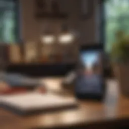 A serene workspace with a smartphone and notepad