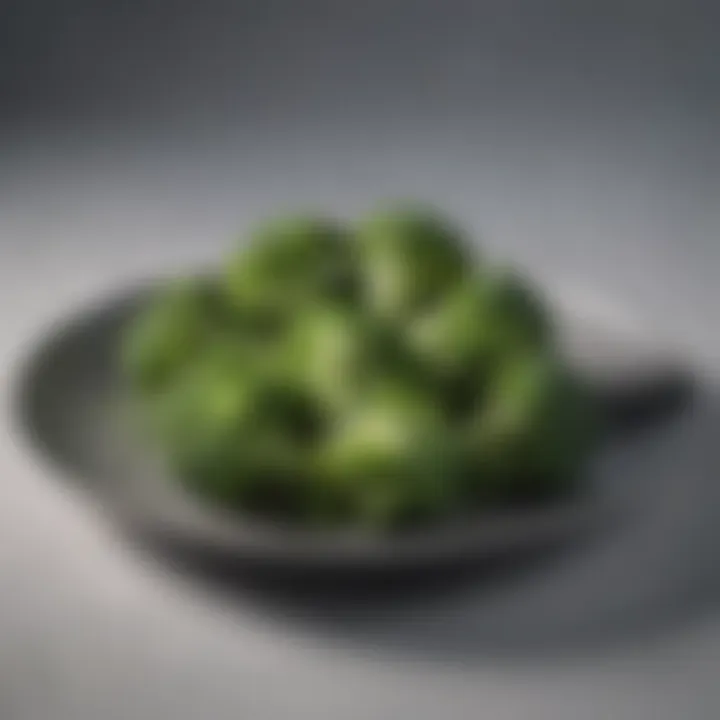 Fresh broccoli florets on a plate