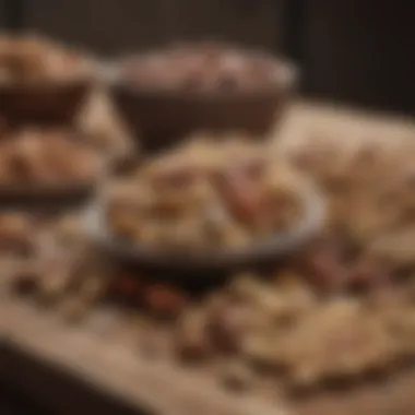 Assortment of nuts and seeds on a rustic table