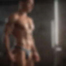 Sculpted physique in mirror reflection