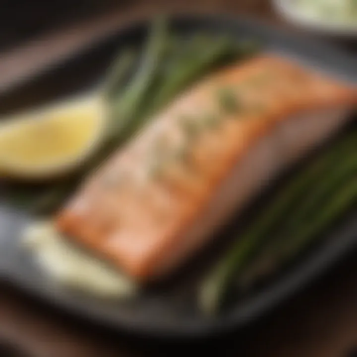 Grilled Salmon with Asparagus and Lemon Dill Sauce