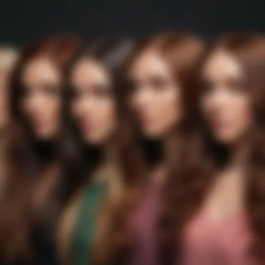 Different hair types represented by vibrant colored strands.
