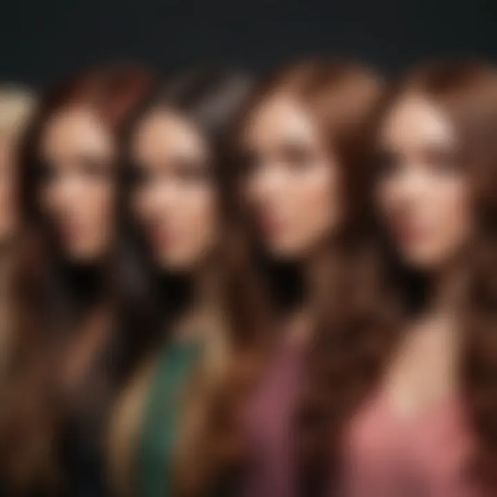 Different hair types represented by vibrant colored strands.