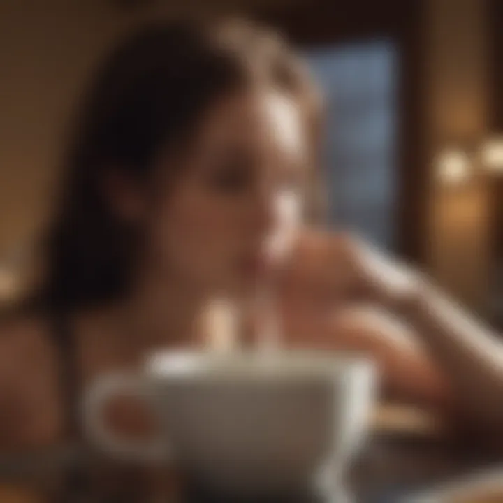 A serene scene depicting relaxation with a warm cup of hot water.