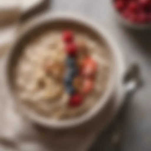 A bowl of oatmeal with fresh berries and nuts