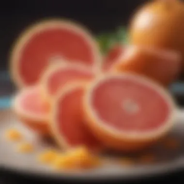 Grapefruit slices on a colorful plate