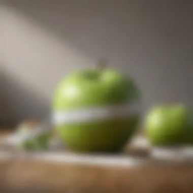 Apple Slimming Aid Green apple slices with measuring tape