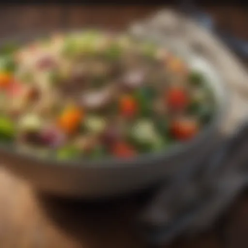 A vibrant bowl of quinoa salad with assorted vegetables