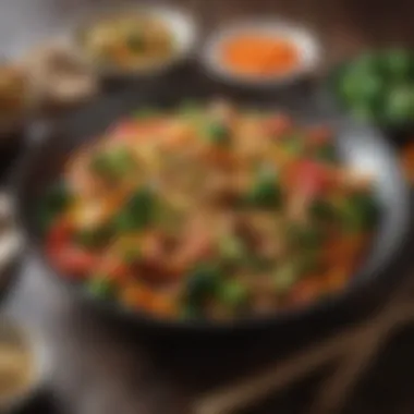 Colorful Vegetable Stir-Fry A delicious vegetable stir-fry in a colorful array