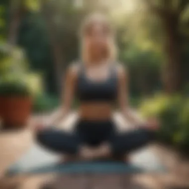 Embracing Mindfulness in Fitness A serene outdoor setting with a yoga mat and peaceful ambiance