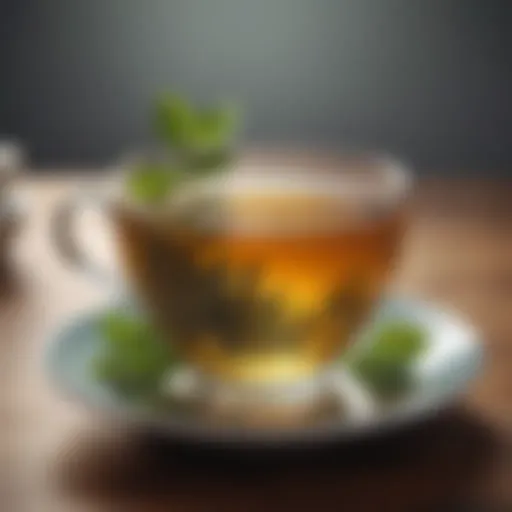 Herbal slimming tea leaves in an elegant teacup