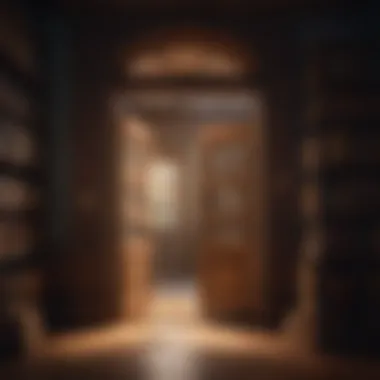 Literary Wonderland: Illustration of a Hidden Library Behind a Mysterious Door