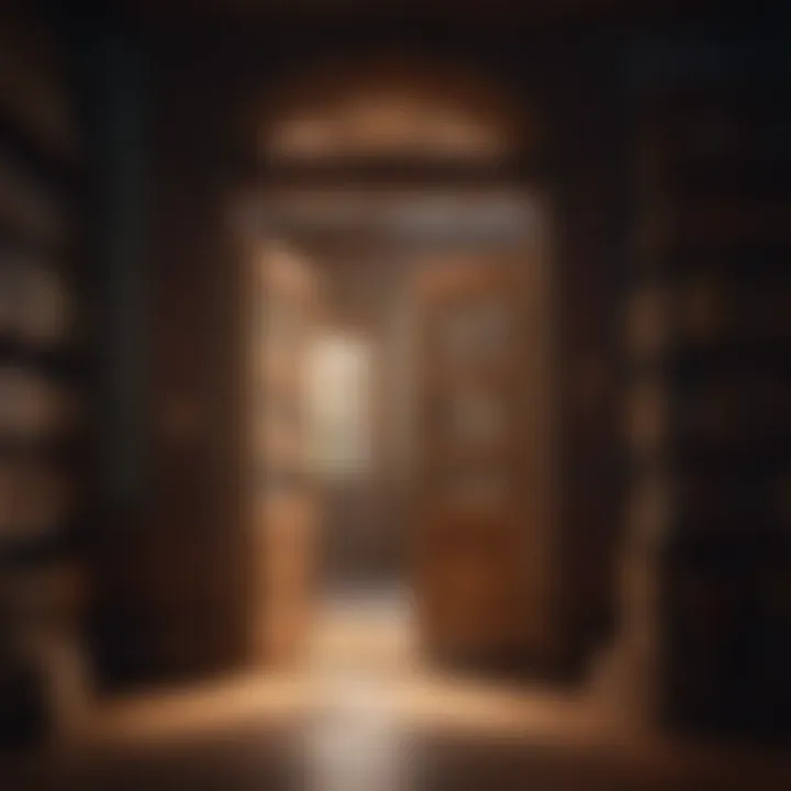 Literary Wonderland: Illustration of a Hidden Library Behind a Mysterious Door