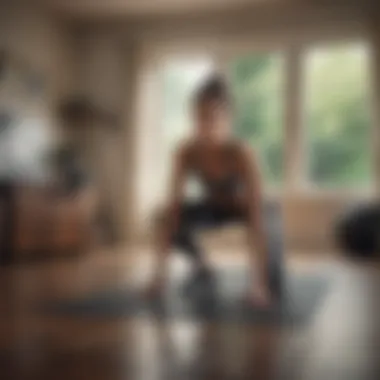 Home workout area with a person engaged in bodyweight exercises