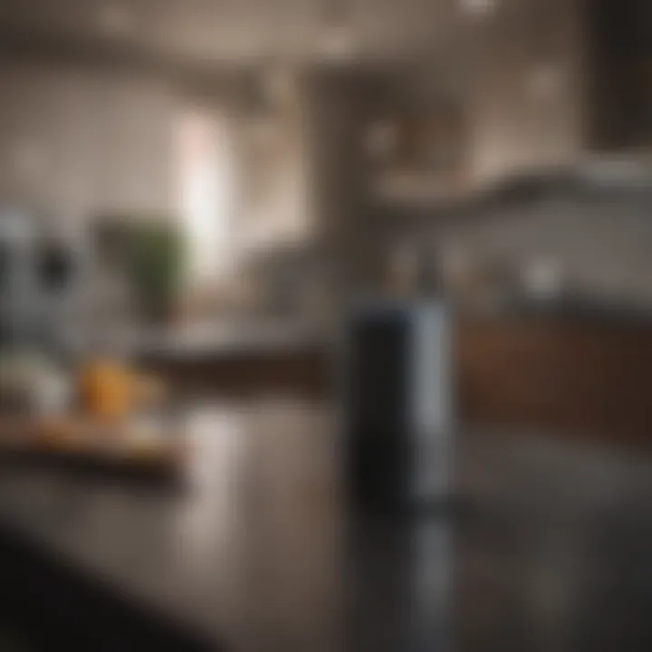 Voice-activated assistant in a modern kitchen