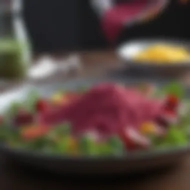 Incorporating Beetroot Powder in Salad Beetroot powder added to a colorful salad