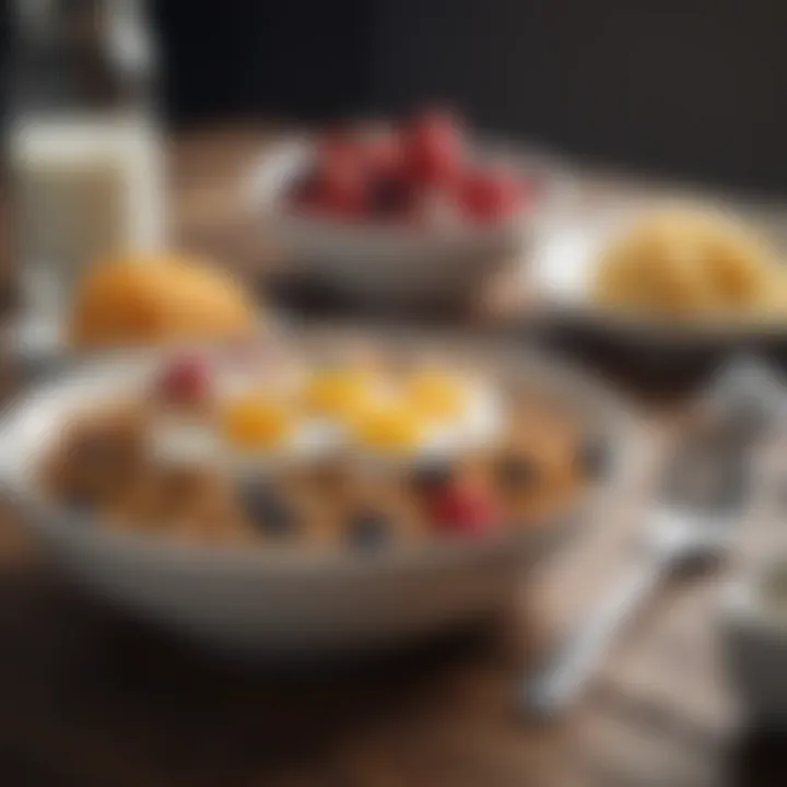 Healthy breakfast featuring bran flakes and yogurt