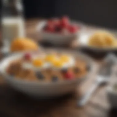 Healthy Breakfast with Bran Flakes Healthy breakfast featuring bran flakes and yogurt