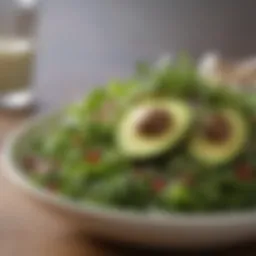 Fresh avocado salad with microgreens