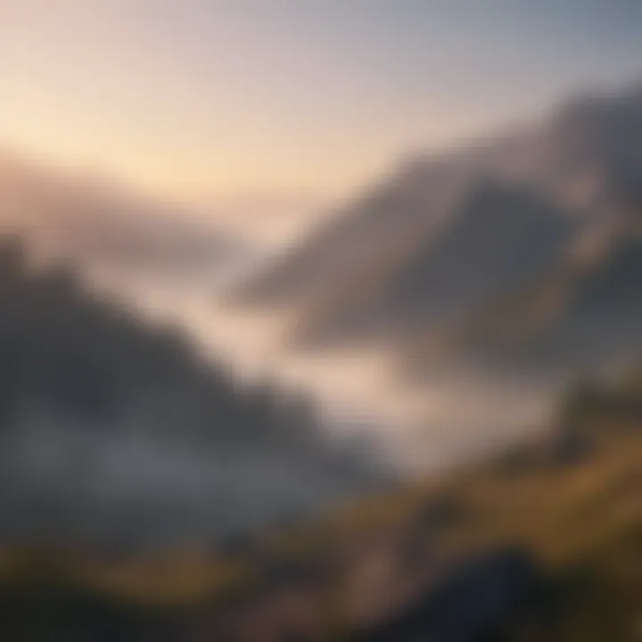 Misty mountains at dawn