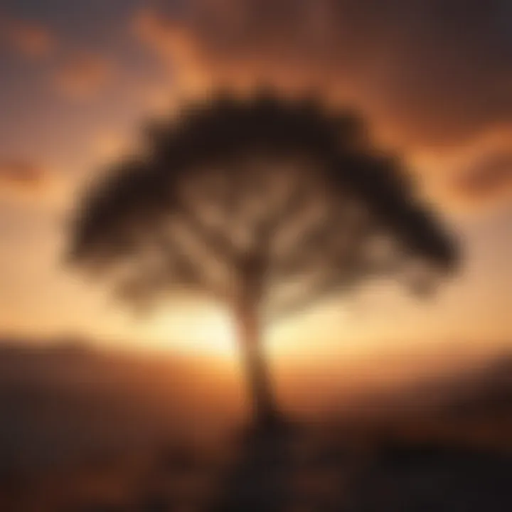 Silhouette of a solitary tree against the sunset