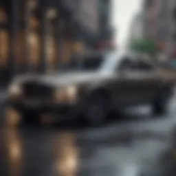 Luxury car parked on a city street