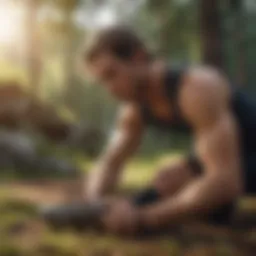Athlete training outdoors in nature
