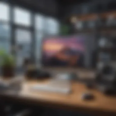 Organized Digital Workspace An organized workspace featuring various technology tools