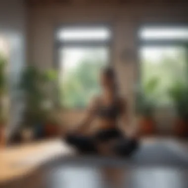 A peaceful home yoga setup with natural light and plants