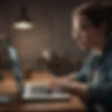 A person using a laptop to search for information online