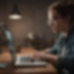 A person using a laptop to search for information online