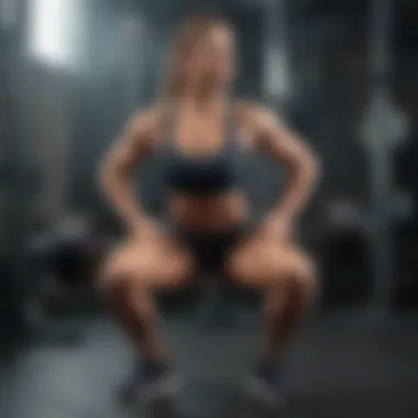 Athletic woman performing Bulgarian split squats with dumbbells