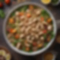 A delectable quinoa and chicken salad packed with protein.
